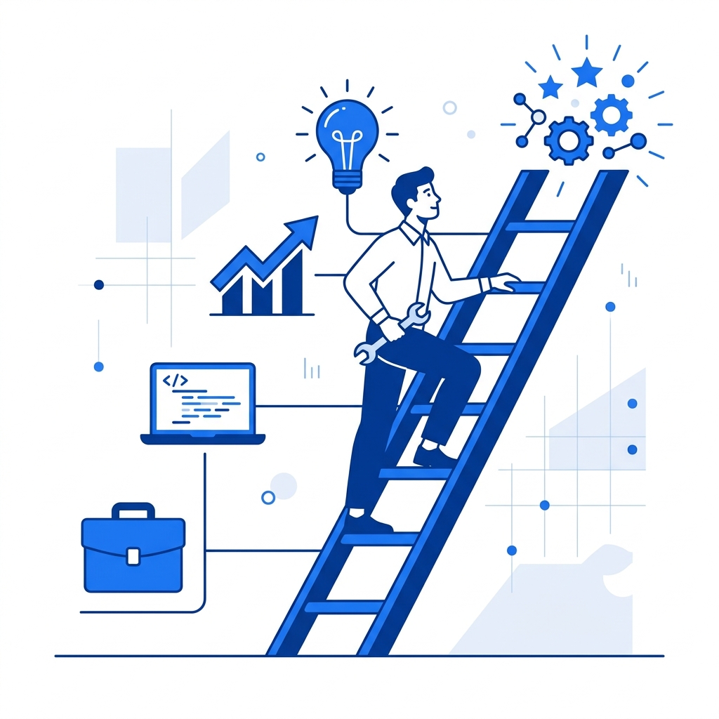 ITエンジニアのキャリアアップ方法を示すイメージ
